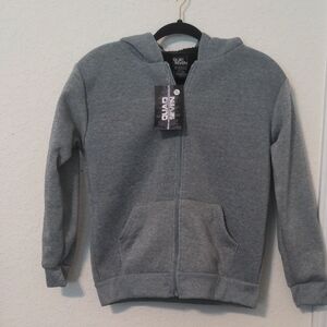 Quad Seven Boys Full Zip Gray Hooded Sweatshirt. Size 12/14 NWT